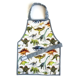 1-6 Waterresistant Montessori apron - cotton OEKO TEX- dinos dinosaurs - toddler kid child- The best Montessori apron