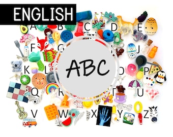 ABC English alphabet objects, Montessori sound box miniatures, white series language. best selling bestseller homeschool