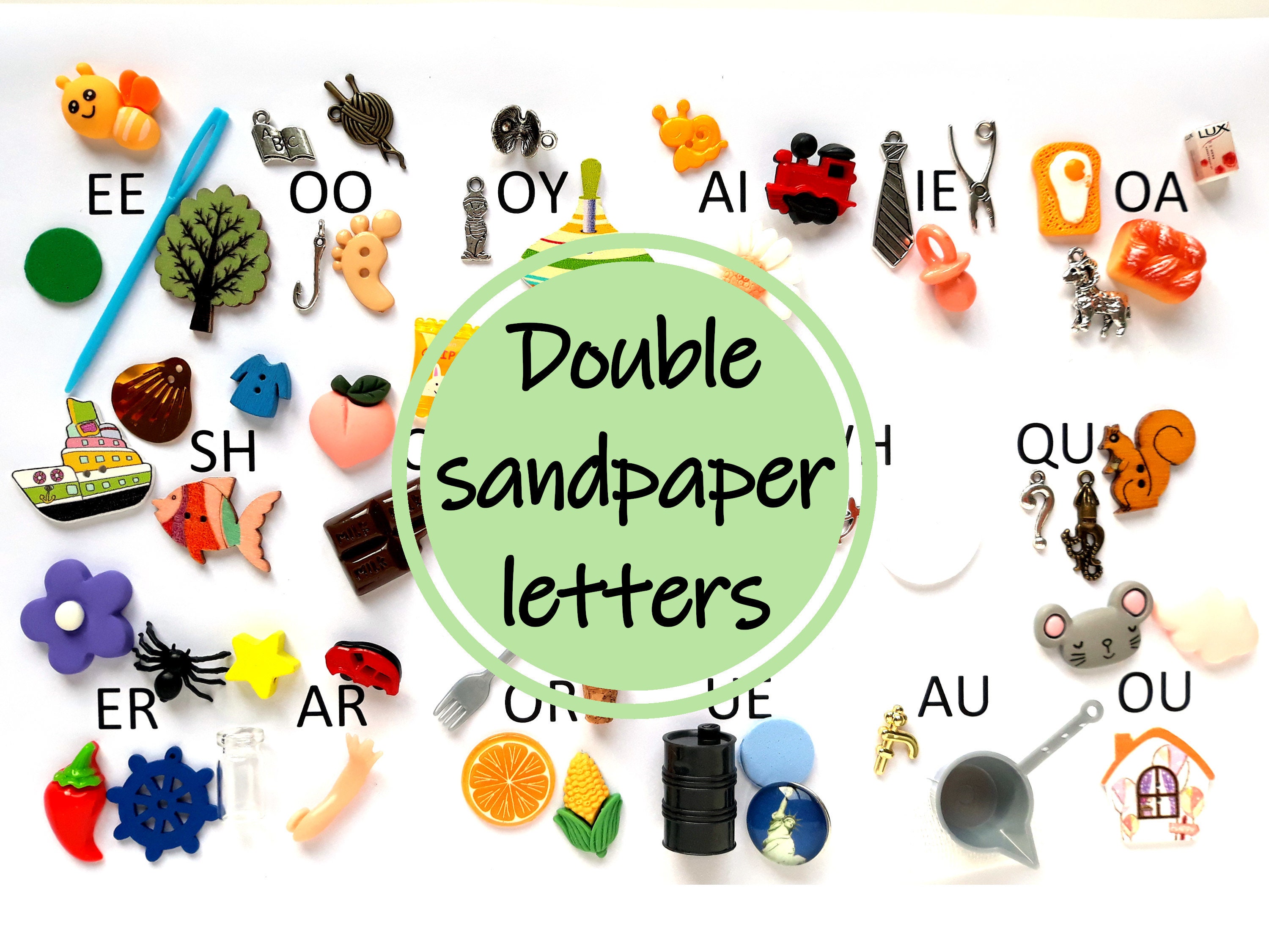 Green Series 60 objetos para Nienhuis double sandpaper letters Etsy