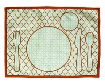 Printed on cotton - Montessori placemat - fabric printed table setting placemat - waterresistant