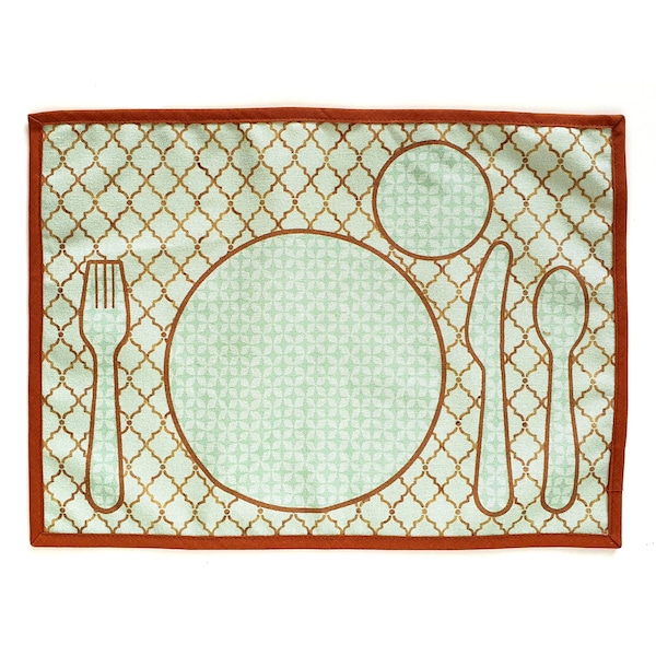 Printed on cotton - Montessori placemat - fabric printed table setting placemat - waterresistant