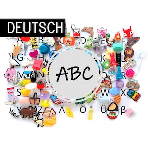ABC German 30, 50 or 100 alphabet objects, Montessori sound box miniatures, white series language. best selling bestseller homeschool