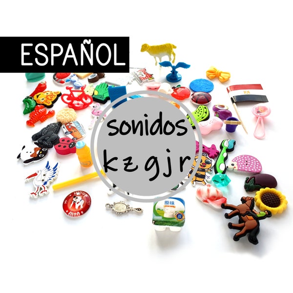 Spanish spelling difficulties, sounds R K Z G J Montessori language miniature objects homeschool