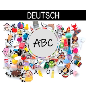 ABC German 30 or 100 alphabet objects, Montessori sound box miniatures, white series language. best selling bestseller homeschool