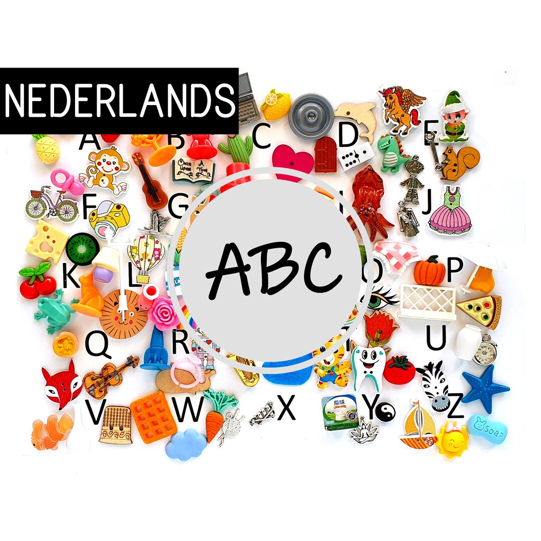 ABC Dutch 100 Alphabet Objects, Montessori Sound Box Miniatures, White ...