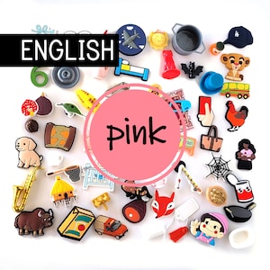 Pink series 60 CVC words Montessori language material objects miniatures homeschool