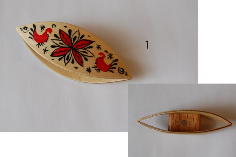 Wooden Hand Painted Tatting Shuttle Made in Maple