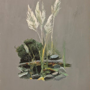Waterlilies pond 2 | Ukrainian artist | Original Painting | Garden painting | Oil pastel drawing | Art and Collectibles