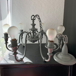 Chandelier | Hanging lamp | Lamp | Vintage | Gray | Antique | 6 lights