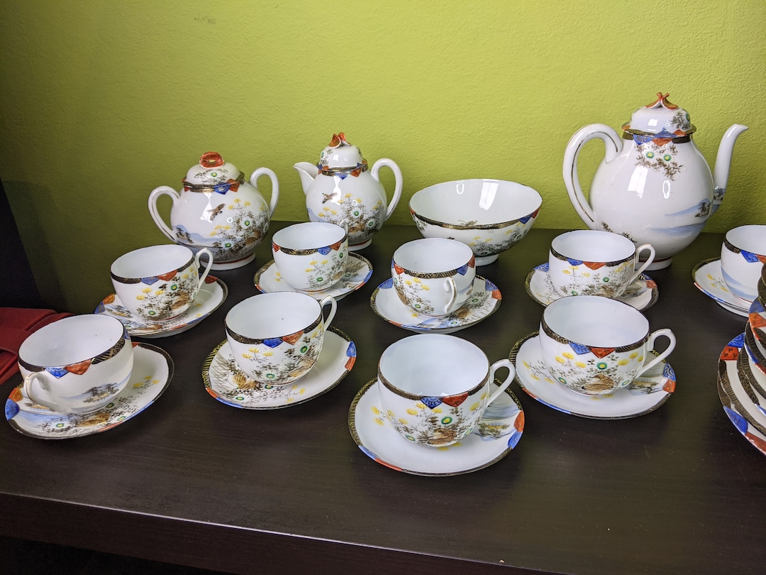 Kutani Japan Eggshell Porcelain Tea Set Vintage Porcelain Home Decor Gifts Japanese Tea Ceremony