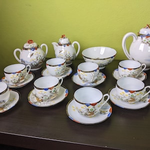 Kutani Japan eggshell porcelain tea set | Vintage porcelain | Home decor | Gifts | Japanese tea ceremony set | Antique tea set