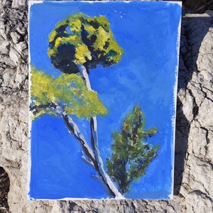 Pines of Corfu island | Painting | Ukrainian artist | Watercolor Painting | Original Painting | Greece | Watercolor on paper