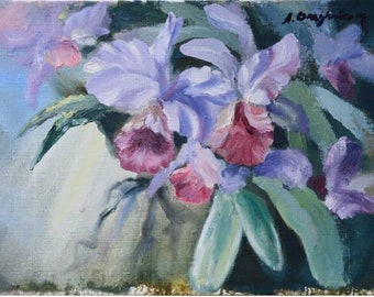 Orchidées | Artiste ukrainien | Peinture à l’huile | Peinture originale | Orchidées réalistes | Art mural floral | Huile sur toile | Par Anna Brazhnikova
