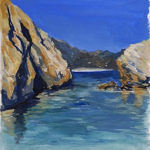 Porto Timoni beach Corfu island | Painting | Ukrainian artist | Watercolor Painting | Original | Greece | Watercolor painting on paper