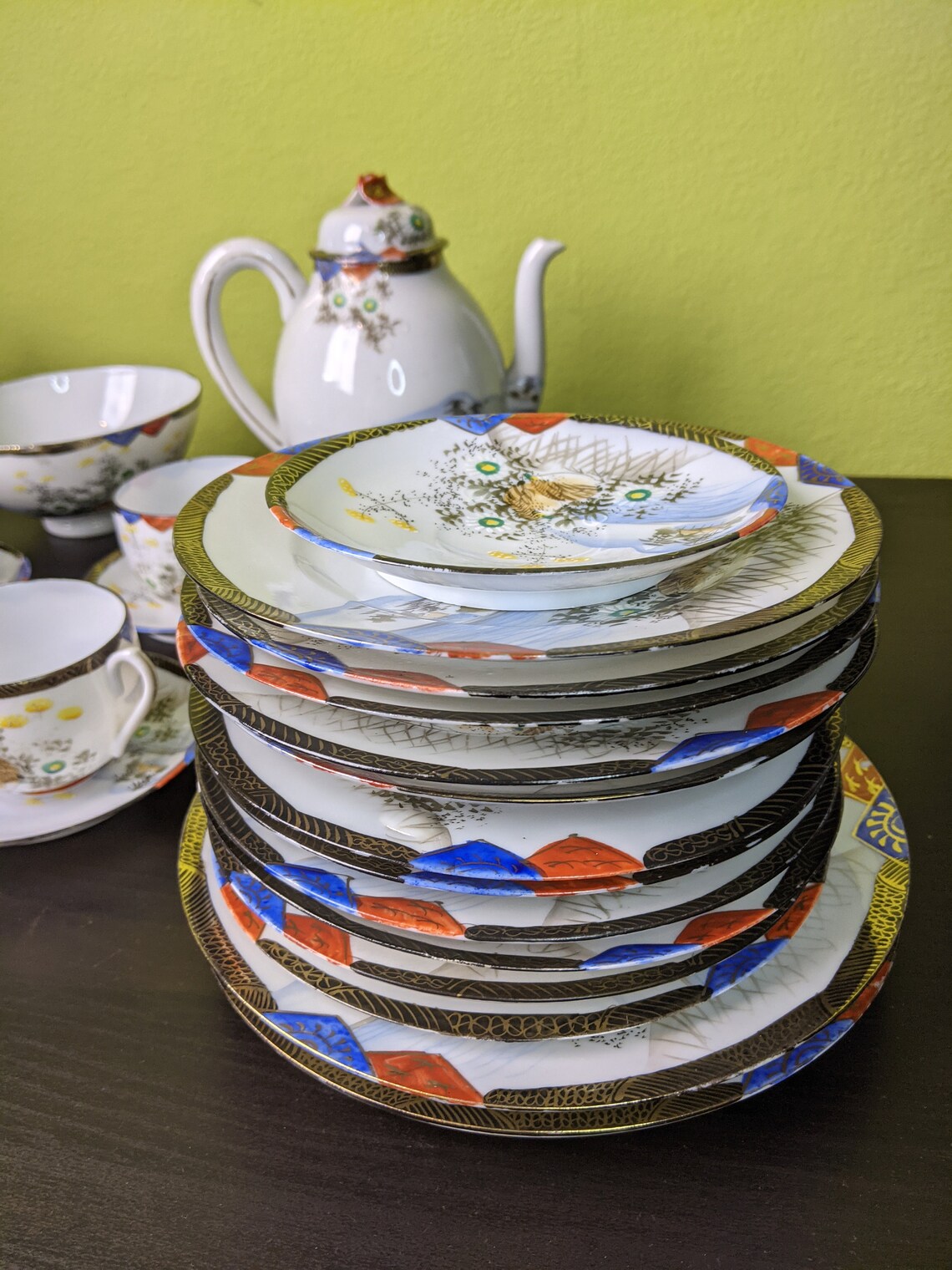 Kutani Japan Eggshell Porcelain Tea Set Vintage Porcelain Home Decor