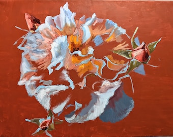 Dispersión floral / Artista ucraniano / Pintura original / Óleo y acrílico sobre papel / Pintura abstracta / Flor / Diseño de interiores