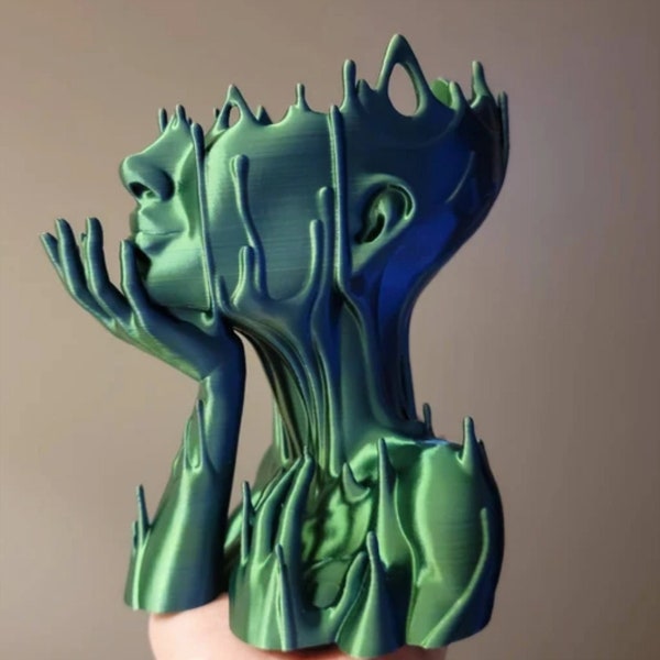 Melted Woman Planter/ Goddess Head Planter/ Indoor Medusa Face Planter/ 3D Printed Flower Pot/ Unique  Home Room Decor /Mother's Day Gift