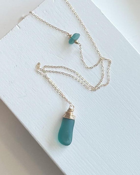 Sea Glass  Necklace, Gold filled  Sea Glass , Simple Sea Glass Necklace