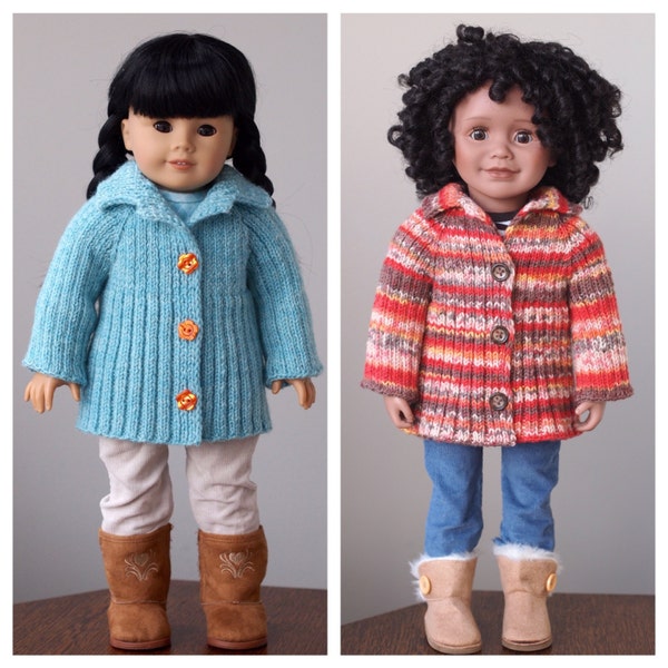 Modèle de tricot de veste Cabbagetown pour American Girl et 18" Play Dolls