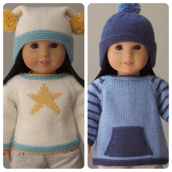 Rambler Sweaters and Hats for 18 Inch American Girl Dolls (Knitting Pattern)