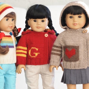 Spirit Sweater Knitting Pattern for 18 Inch Dolls (Hoodie)