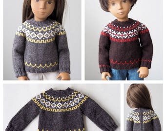 Humber River Icelandic Sweater Knitting Pattern for Sasha Dolls