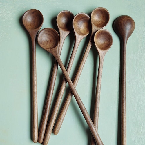 Long Olive Wood Cooking Spoon for Tasting and Stirring Round Etsy
