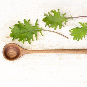 Hand Carved Wooden Spoon, Walnut Long Tasting Spoon, Farmhouse Kitchenware, Foodie Housewarming Gift, Natural Home Goods