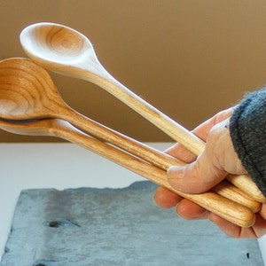 Hand Carved Wooden Spoon, Vermont Walnut or Cherry Wood, Short Tasting Spoon, Condiment Serving Spoon, Foodie Cooking Gift, Hostess Gift image 3