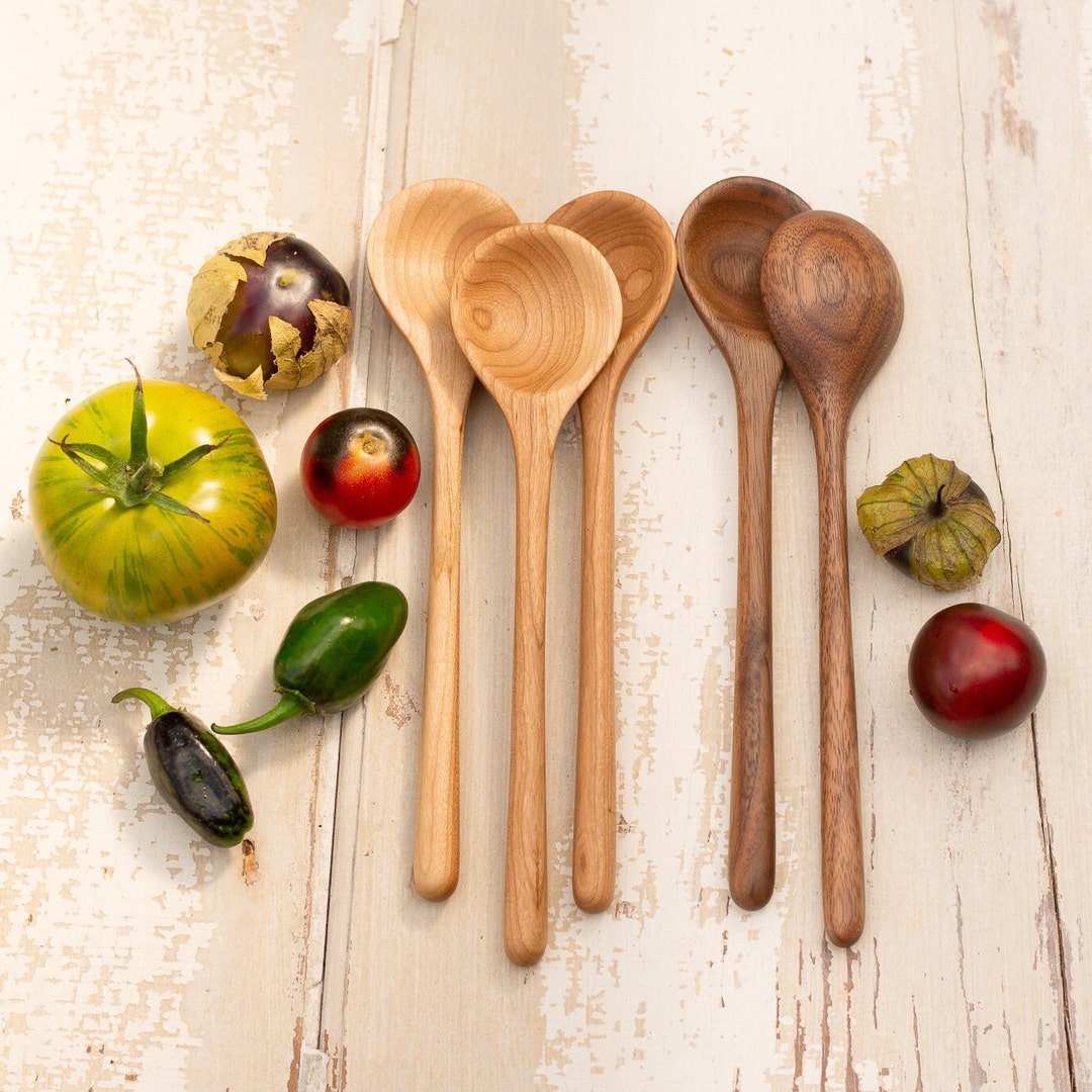 Hand Carved Wooden Spoon, Vermont Walnut or Cherry Wood, Short Tasting