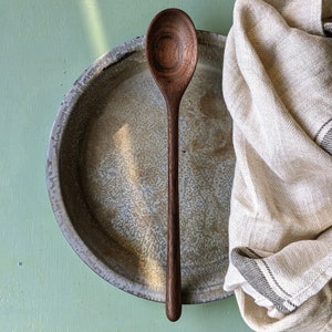 Hand Carved Walnut Cooking Spoon: Minimalist Organic Kitchenware