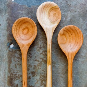 Hand Carved Wooden Spoon, Vermont Walnut or Cherry Wood, Short Tasting Spoon, Condiment Serving Spoon, Foodie Cooking Gift, Hostess Gift image 8