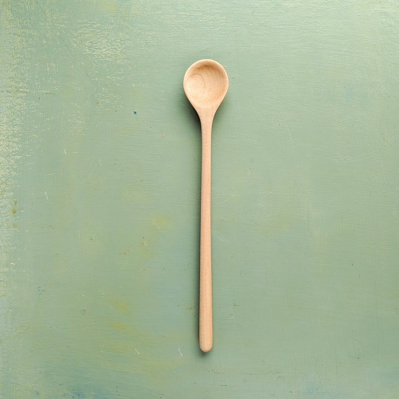 Handcarved Wooden Spoon, Vermont Made Gift, 12 Maple Wood Spoon, Housewarming Gift, Farmhouse Kitchenware, Eco-Packaged Gift, Ready to Ship image 3