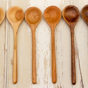 Hand Carved Wooden Spoon, Vermont Walnut or Cherry Wood, Short Tasting Spoon, Condiment Serving Spoon, Foodie Cooking Gift, Hostess Gift image 2