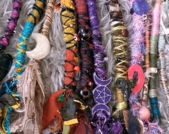 CLIP-IN DREADLOCKS, Custom length, Instant Faux Dreads, Two Per Clip, Accent Extensions/Hair Wraps, Any Colour, With Eco Resin Charms