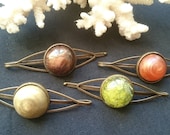 Single Bronze Resin Cabochon Hair Slide Grip Clip Pin Metallic Terrarium Moss Lichen Boho Bohemian Hippy Natural Vibes Gift Party Accessory