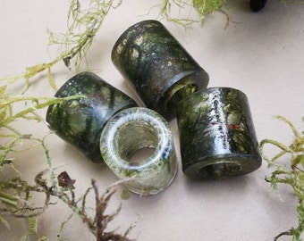 MOSS DREAD BEAD, Made With Clear Eco Resin & Green Mosses/Lichens, Rustic Natural Dreadlock Decorations, 5-13mm Hole Sizes, Made To Order