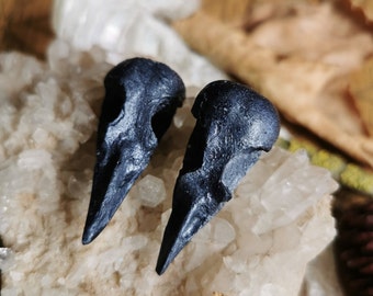 BIRD SKULL GRIPS, Any Colour/Customisable, Pair Of Replica Blackbird Skull Hair Clips, Made From Eco Resin, Mini Gothic Hair Barrettes