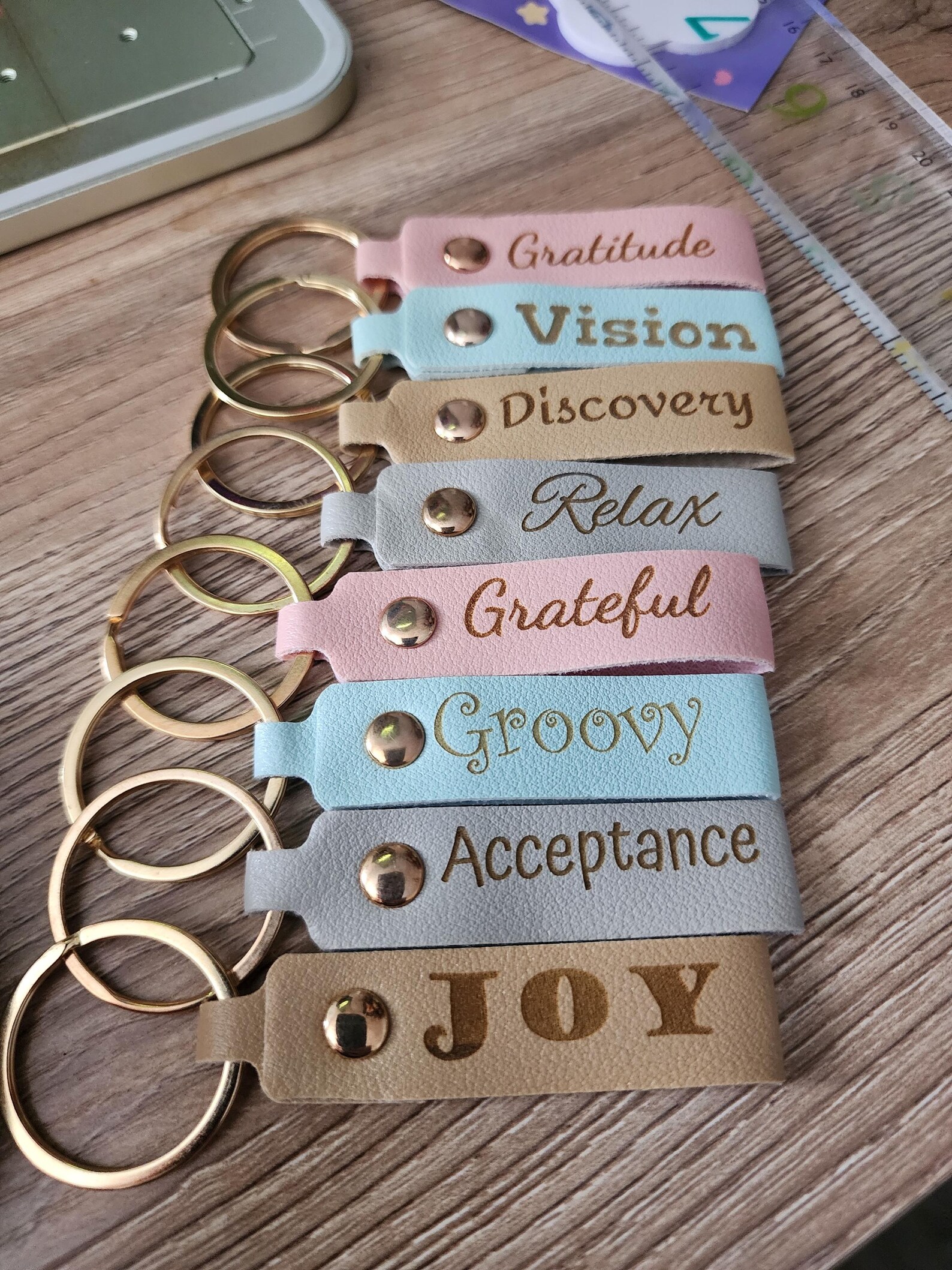 Personalized Leather Keychain: Custom Word or Saying, Made to Order - Etsy