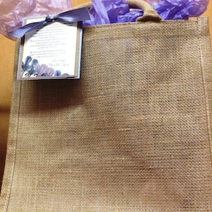 Burlap Jute Tote Bag with Handles, Vinyl Lined, Welcome Bags 12x12x7.5 FREE SHIPPING