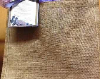 Vinyl Lined Burlap Tote Bag with Handles, 12x12x7.5