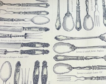 4 Sheets Italian Paper vintage flatware silverware design 9 x 12