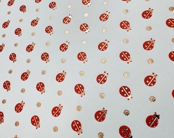 4 Sheets Italian Paper foiled Lady Bug design 9 x 12