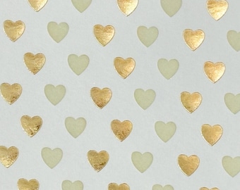 4 Sheets Italian Paper vintage Gold raised hearts design 9 x 12
