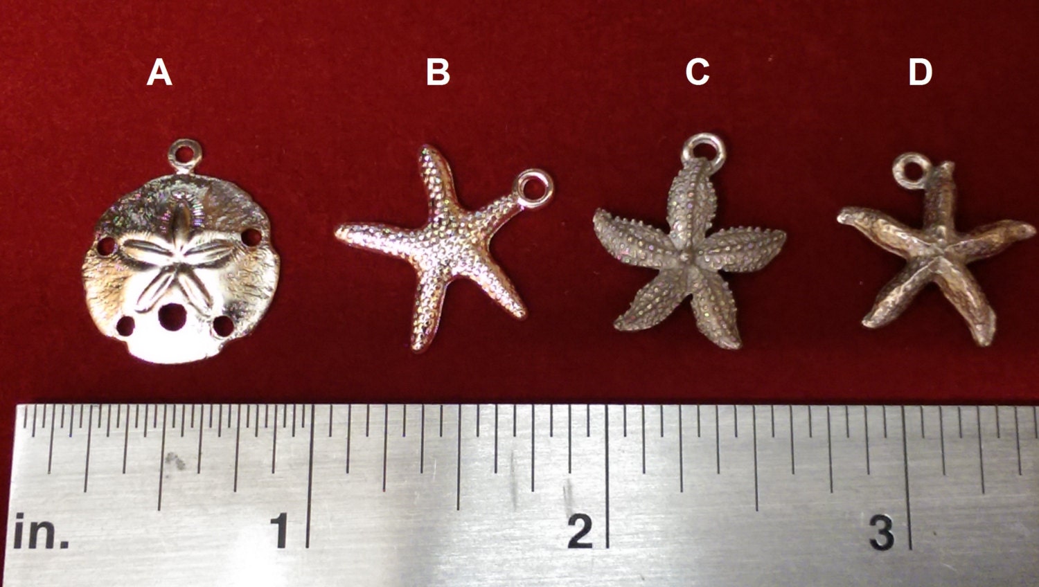 Set of 10 Silver Starfish Sand Dollar Perfect for