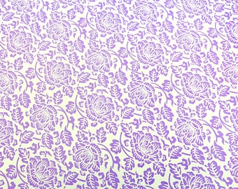 4 Sheets Italian Paper vintage purple floral design 9 x 12