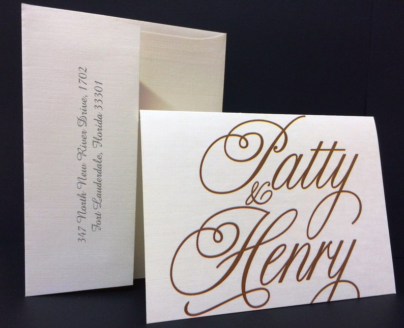 25 Personalized or Monogrammed Stationary Sets with Envelope /& Return Address Printed Wedding Birthday Events CUSTOM COLORS Thank You Card