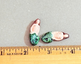 Handcrafted Peruvian Ceramic Mermaid Bead, Jewelry Supply (1 inch)