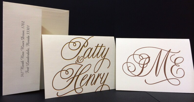 25 Personalized or Monogrammed Stationary Sets with Envelope /& Return Address Printed Wedding Birthday Events CUSTOM COLORS Thank You Card