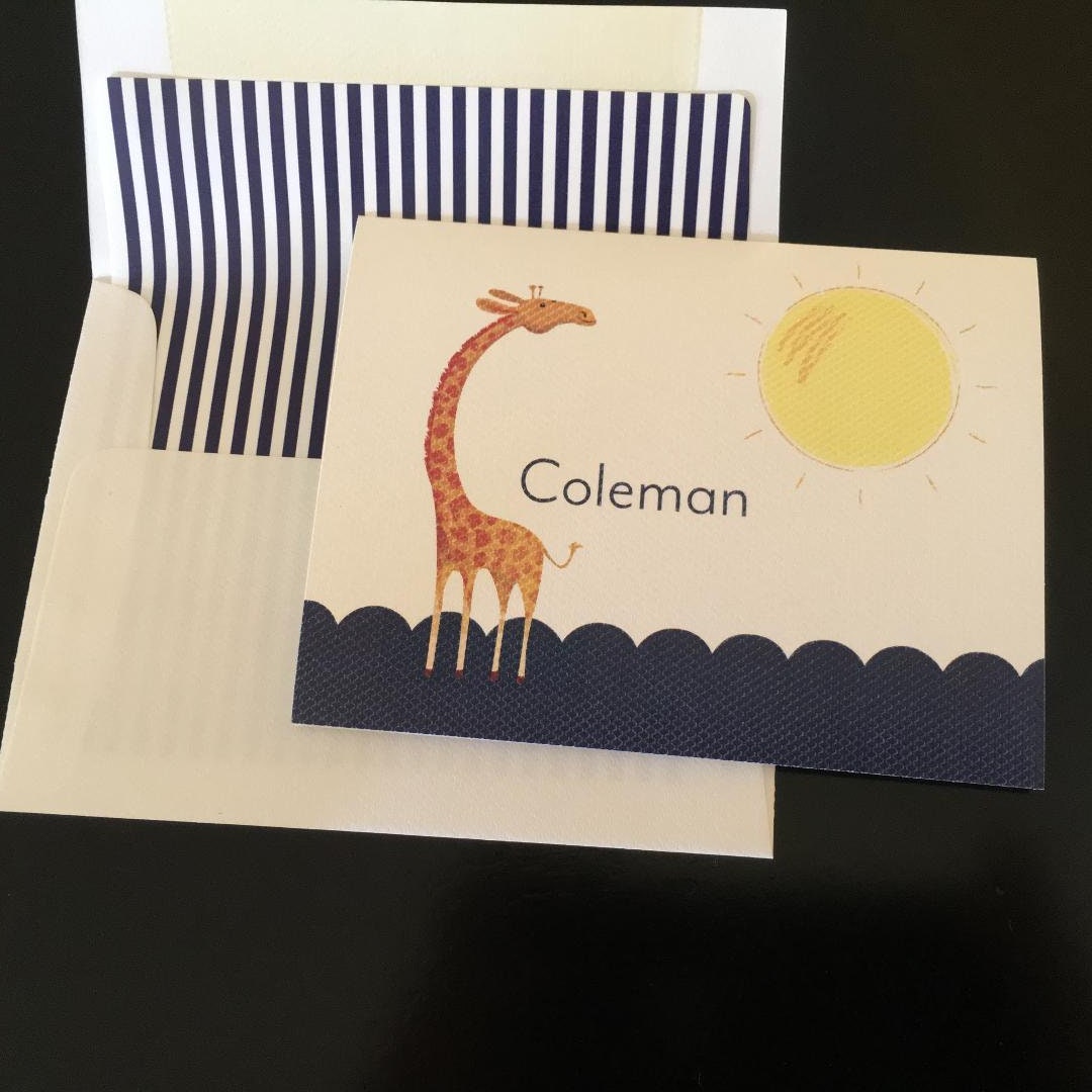 Kids Stationary - Thank You Notes - Giraffe - Lined Envelope - Custom ...